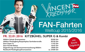 Vincent Kriechmayr - Fanfahrten zu Schiweltcup-Rennen 2015/16